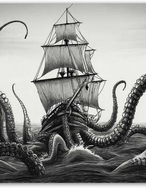 Load image into Gallery viewer, Kraken Mouse Pad Sail Boat Waves and Octopus Non-Slip Rubber Mouse Pad Gaming Mouse Pad
